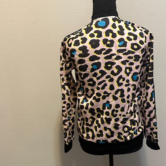 adidas Kids Leopard Bomber Jacket with Blue Highlights - Picture 3 of 4
